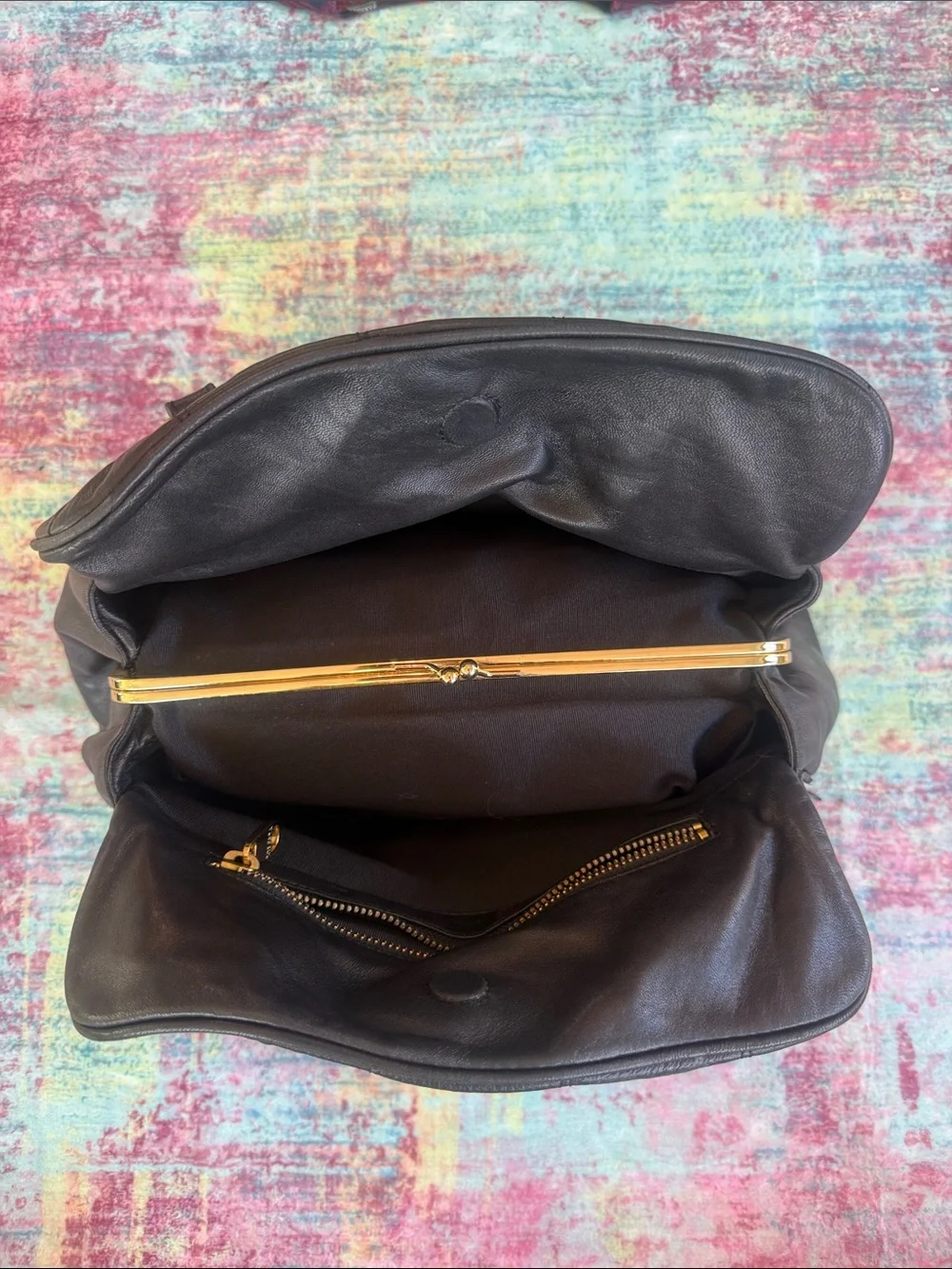 Badgley Mischka Black Quilted Tote with Gold Hardware